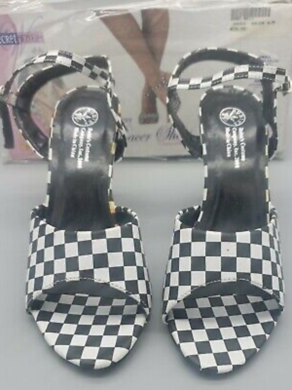 Sexy Racer Heels - Black and White Checker Board Pattern heels. Deadstock 2014